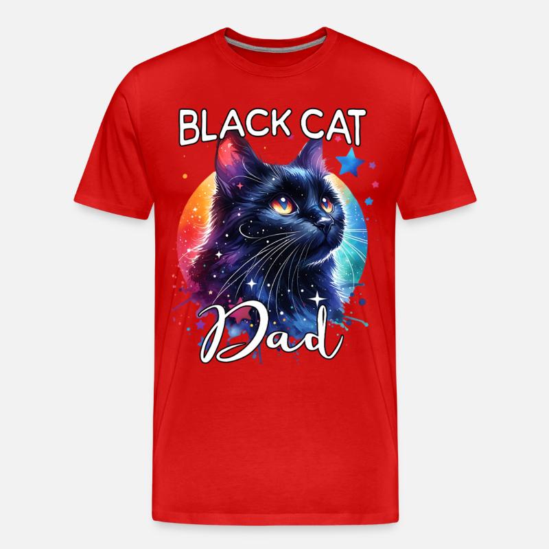 Schwarze Katze Papa - Männer Premium Bio T-Shirt - Rot