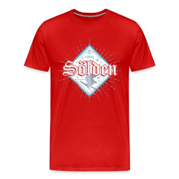 Sölden in Tirol Retro Skifahrer Vintage Skiurlaub - Männer Premium Bio T-Shirt - Rot - Vorne - Damien (186cm)
