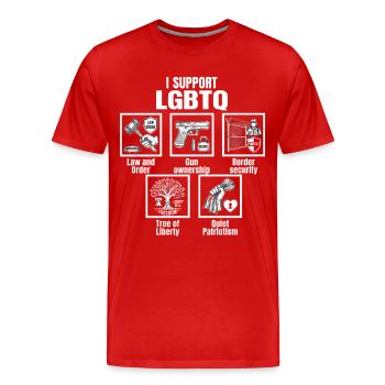 I Support LGBTQ Patriot Lifestyle Pun - Men's Premium Organic T-Shirt - red - Front - Damien (186cm)