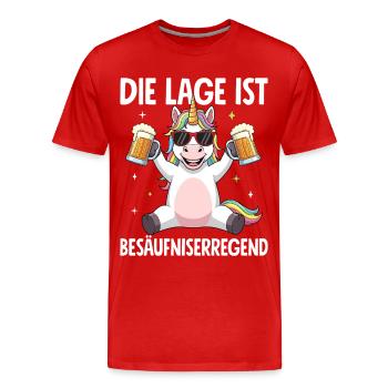 Die Lage Ist Besäufniserregend - Männer Premium Bio T-Shirt - Rot - Vorne - Damien (186cm)