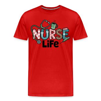 Cadeau pour Nurse Life : Cadeau - T-shirt bio Premium Homme - rouge - Devant - Damien (186cm)