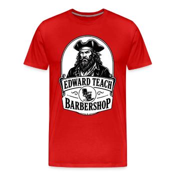 Edward Teach Barbershop Piraten Barbier Vintage - Männer Premium Bio T-Shirt - Rot - Vorne - Damien (186cm)