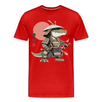 Alligator samouraï en armure - T-shirt bio Premium Homme - rouge - Devant - Damien (186cm)