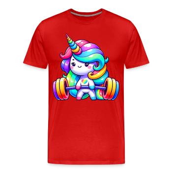 Unicorn Weightlifting Deadlift Fitness Gym - Männer Premium Bio T-Shirt - Rot - Vorne - Damien (186cm)