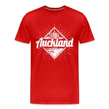 Auckland en Nouvelle-Zélande avec un souvenir rétro de Skyline - T-shirt bio Premium Homme - rouge - Devant - Damien (186cm)