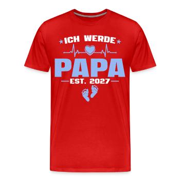 Ich werde Papa 2027 - Schwangerschaft Verkündung - Männer Premium Bio T-Shirt - Rot - Vorne - Damien (186cm)