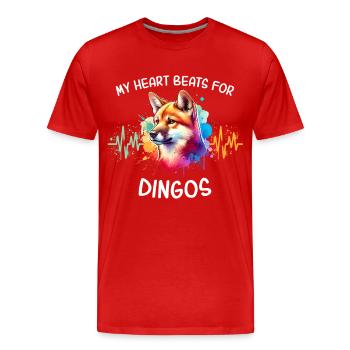 Ligne du cœur du chien sauvage australien - T-shirt bio Premium Homme - rouge - Devant - Damien (186cm)