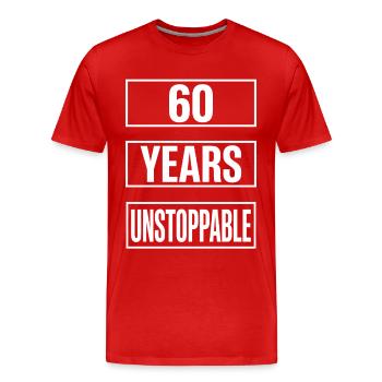 60. Geburtstag Unstoppable Herren - Männer Premium Bio T-Shirt - Rot - Vorne - Damien (186cm)