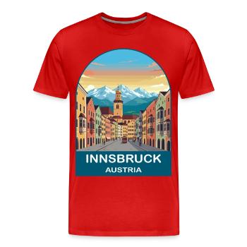 Innsbruck Austria Vintage-Reiseplakat-Kunst - Männer Premium Bio T-Shirt - Rot - Vorne - Damien (186cm)