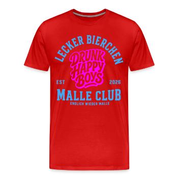 Malle 2026 Lecker Bierchen Malle Club - Männer Premium Bio T-Shirt - Rot - Vorne - Damien (186cm)