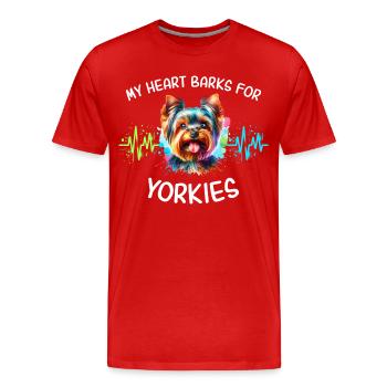 Ligne du cœur du Yorkshire Terrier - T-shirt bio Premium Homme - rouge - Devant - Damien (186cm)