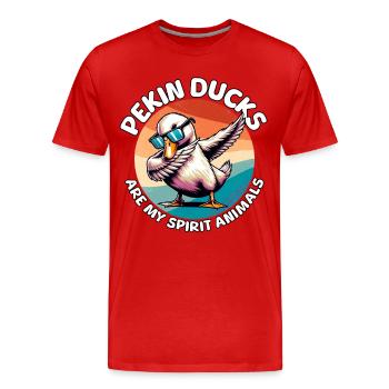 Drôle de dictons sur le canard laqué - T-shirt bio Premium Homme - rouge - Devant - Damien (186cm)