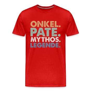 Onkel Patr Mythos & Legende T-Shirt  Lustiges Gift - Männer Premium Bio T-Shirt - Rot - Vorne - Damien (186cm)