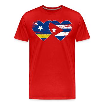 Curacao Kuba Flagge Herz used - Männer Premium Bio T-Shirt - Rot - Vorne - Damien (186cm)