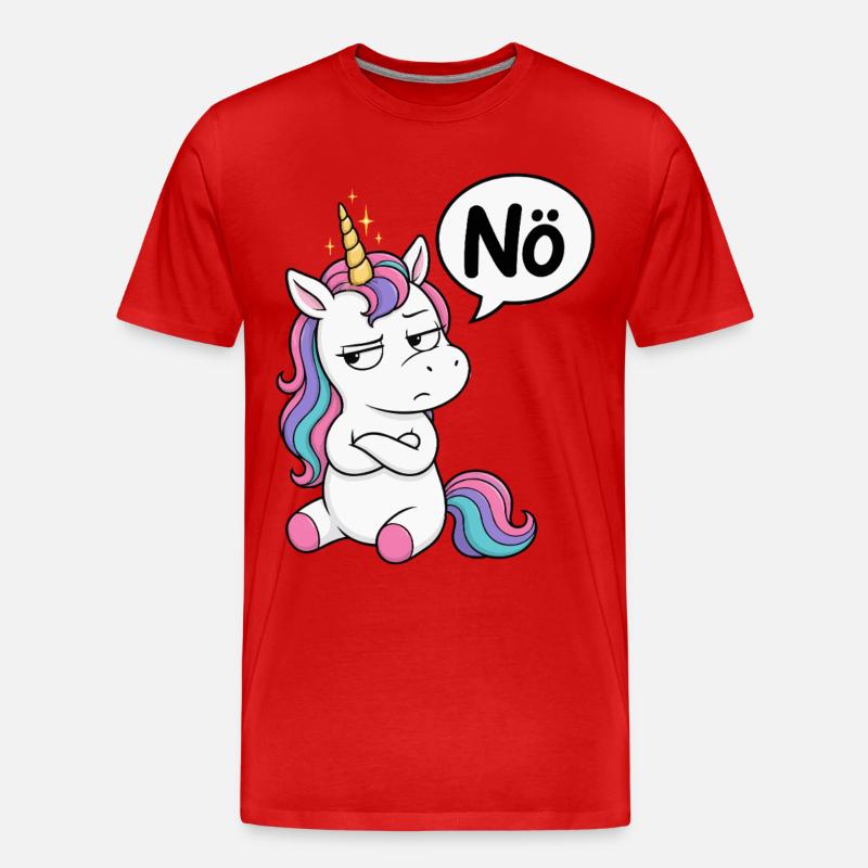Genervtes Einhorn Nö - Männer Premium Bio T-Shirt - Rot