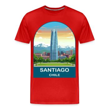Santiago Chile Vintage Retro Travel Poster Badge - Men's Premium Organic T-Shirt - red - Front - Damien (186cm)