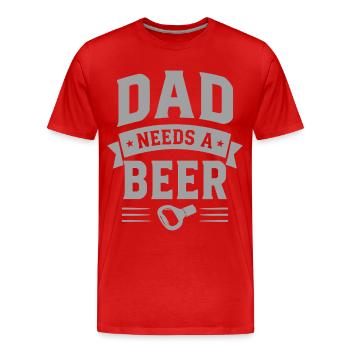 Papa a besoin d’un ouvre-bouteille de bière pour papa - T-shirt bio Premium Homme - rouge - Devant - Damien (186cm)