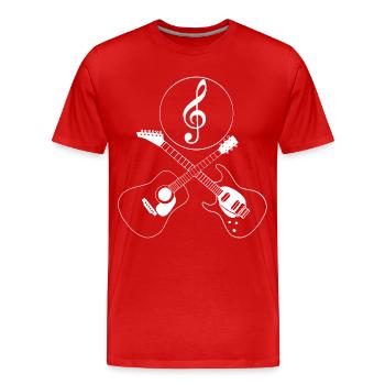 Guitares croisées et clé de sol - T-shirt bio Premium Homme - rouge - Devant - Damien (186cm)