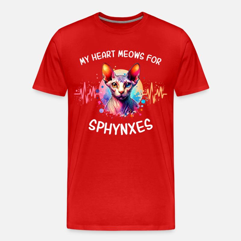 Sphynxkatze Herzlinie Nacktkatze - Männer Premium Bio T-Shirt - Rot