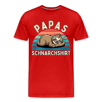 Papas Schnarchshirt Schlafendes Faultier - Männer Premium Bio T-Shirt - Rot - Vorne - Damien (186cm)