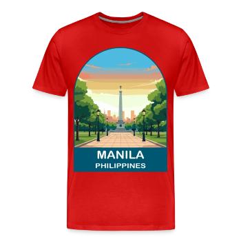 Manila, Philippinen Vintage-Reiseillustration - Männer Premium Bio T-Shirt - Rot - Vorne - Damien (186cm)