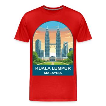 Kuala Lumpur Malaysia Vintage-Reiseillustration - Männer Premium Bio T-Shirt - Rot - Vorne - Damien (186cm)