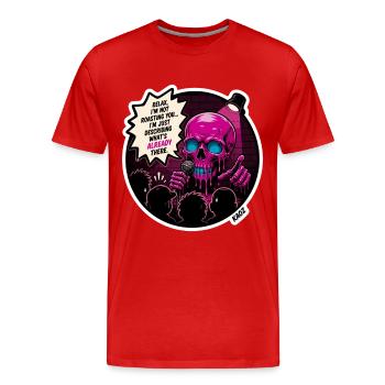 Rôti de crâne sur scène - T-shirt bio Premium Homme - rouge - Devant - Damien (186cm)