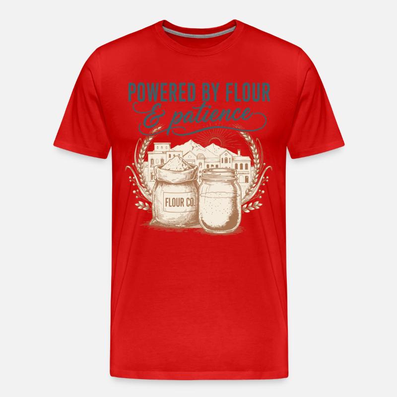 Sourdough Bread Baking Powered By Flour - Men's Premium Organic T-Shirt - red