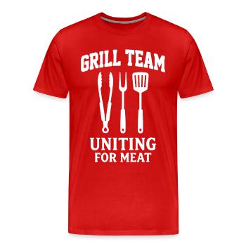 GRILL TEAM UNITING FOR MEAT BBQ Grafik - Männer Premium Bio T-Shirt - Rot - Vorne - Damien (186cm)