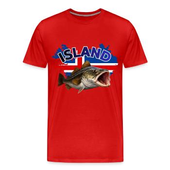 Island Dorsch Angeln - Männer Premium Bio T-Shirt - Rot - Vorne - Damien (186cm)