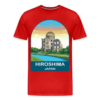Art d’affiches de voyage vintage à Hiroshima Japan - T-shirt bio Premium Homme - rouge - Devant - Damien (186cm)