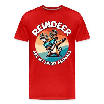 Expressions drôles sur les rennes - T-shirt bio Premium Homme - rouge - Devant - Damien (186cm)