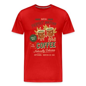 Perfect Matcha Coffee Naturally Delicious - Männer Premium Bio T-Shirt - Rot - Vorne - Damien (186cm)