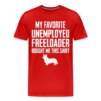 Corgi Drôle de Profiteur - T-shirt bio Premium Homme - rouge - Devant - Damien (186cm)