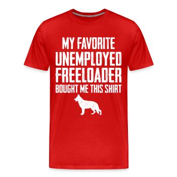 Berger allemand drôle de profiteur - T-shirt bio Premium Homme - rouge - Devant - Damien (186cm)