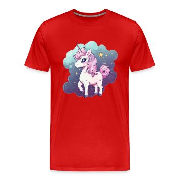 Licorne pastel - T-shirt bio Premium Homme - rouge - Devant - Damien (186cm)