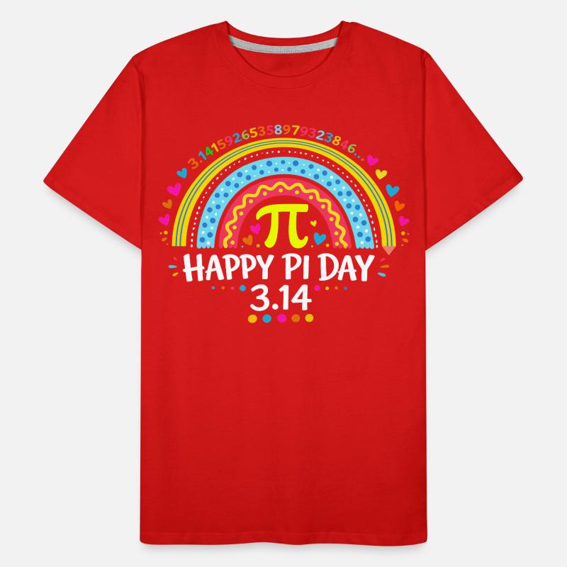 Happy Pi Day Rainbow - Cadeau Prof de Maths & Écol T-shirt bio Premium Homme