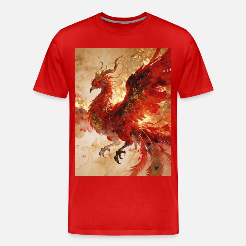 Der Sonnenherr: Phönix (Fenghuang) – Harmon - Männer Premium Bio T-Shirt - Rot