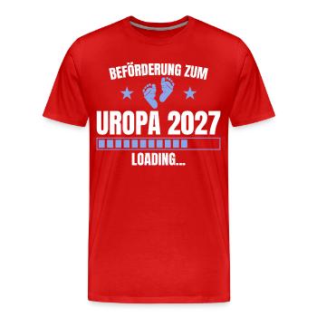 Beförderung zum Uropa 2027 – Urgroßvater - Männer Premium Bio T-Shirt - Rot - Vorne - Damien (186cm)