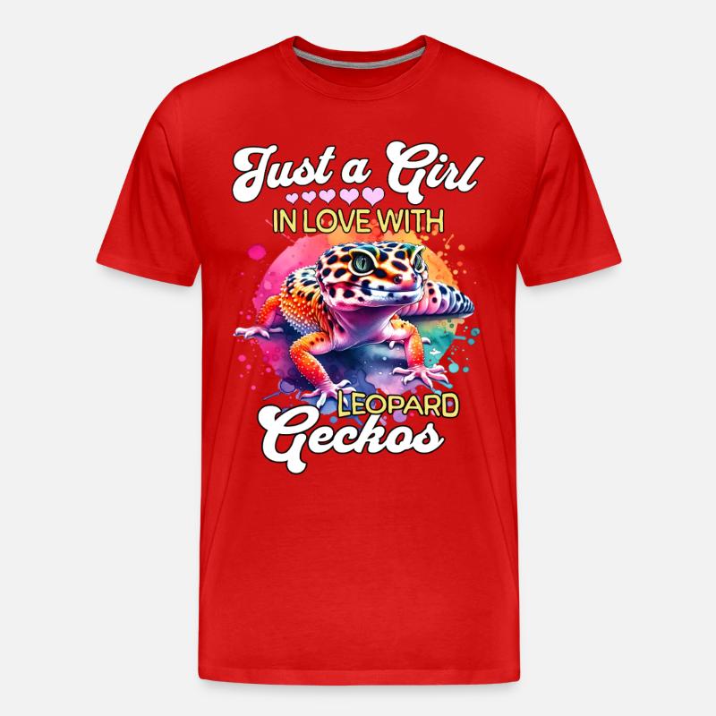 Mädchen Leopardgecko - Männer Premium Bio T-Shirt - Rot