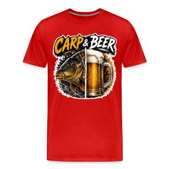 Carp And Beer Funny Fishing Design - Men's Premium Organic T-Shirt - red - Front - Damien (186cm)