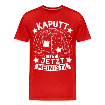 Stolzer Flicken statt Wegwerfen - Männer Premium Bio T-Shirt - Rot - Vorne - Damien (186cm)