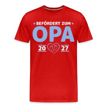 Babyparty Befördert zum Opa 2027 - Männer Premium Bio T-Shirt - Rot - Vorne - Damien (186cm)