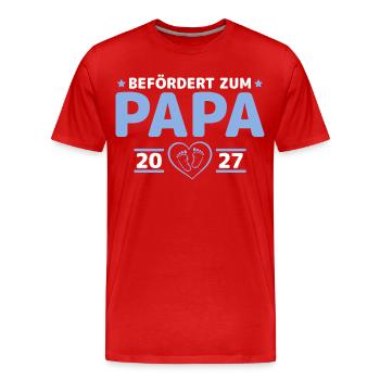 Babyparty Befördert zum Papa 2027 - Männer Premium Bio T-Shirt - Rot - Vorne - Damien (186cm)
