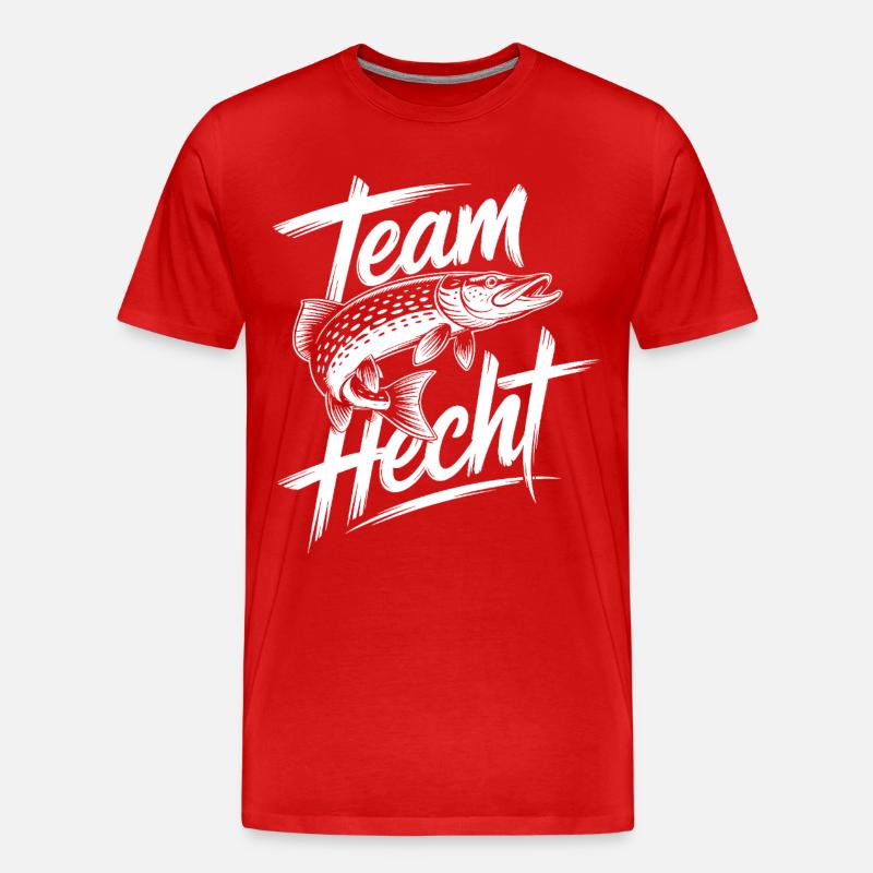 Springender Hecht - Männer Premium Bio T-Shirt - Rot