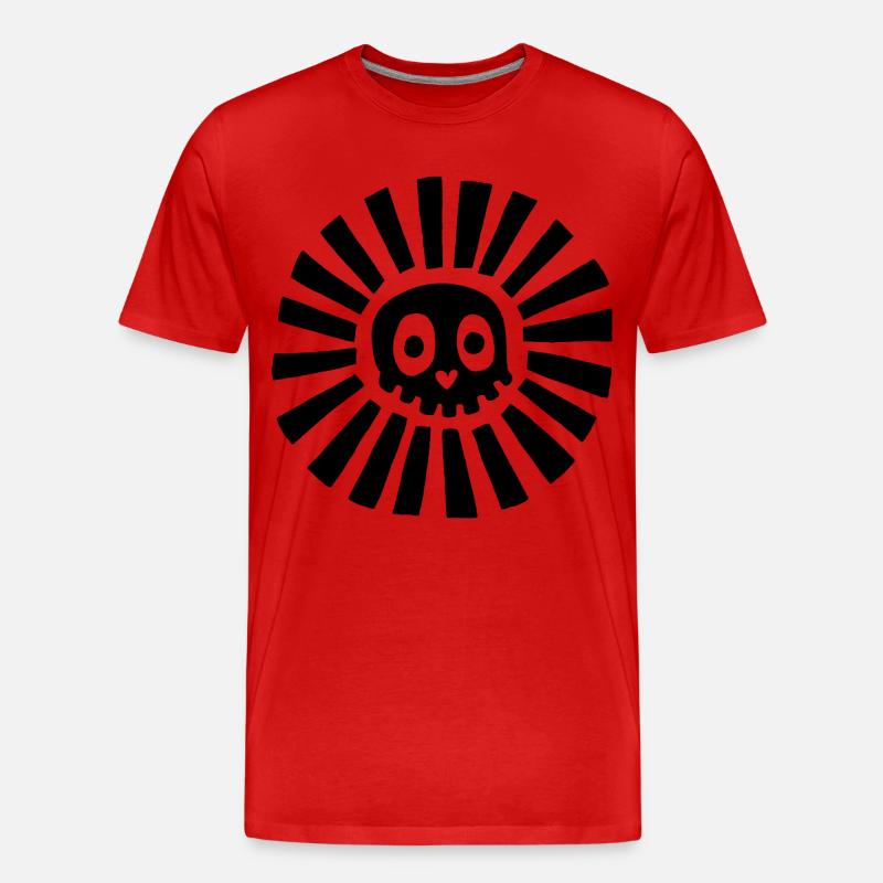 Schwarzer Sonnenschädel - Männer Premium Bio T-Shirt - Rot