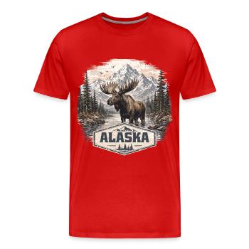 L’orignal d’Alaska Adore l’Alaska - T-shirt bio Premium Homme - rouge - Devant - Damien (186cm)