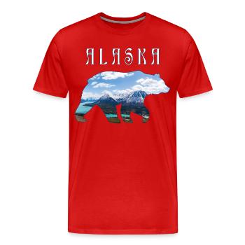 Alaska-Bär mit See und Berg-Alaska - Männer Premium Bio T-Shirt - Rot - Vorne - Damien (186cm)