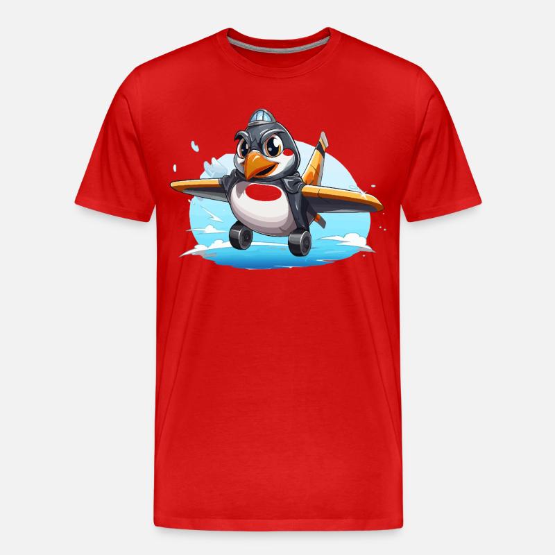 PinguinPilot Flugpinguin - Männer Premium Bio T-Shirt - Rot