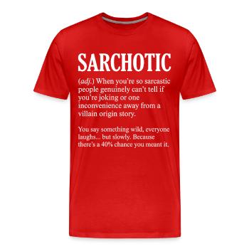 Définition sarcastique drôle : sarcastique - T-shirt bio Premium Homme - rouge - Devant - Damien (186cm)
